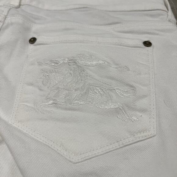 BURBERRY COTTON BLEND WHITE Wide LEG Flare JEANS SIZE 29 Embroidered READ - Picture 13 of 13